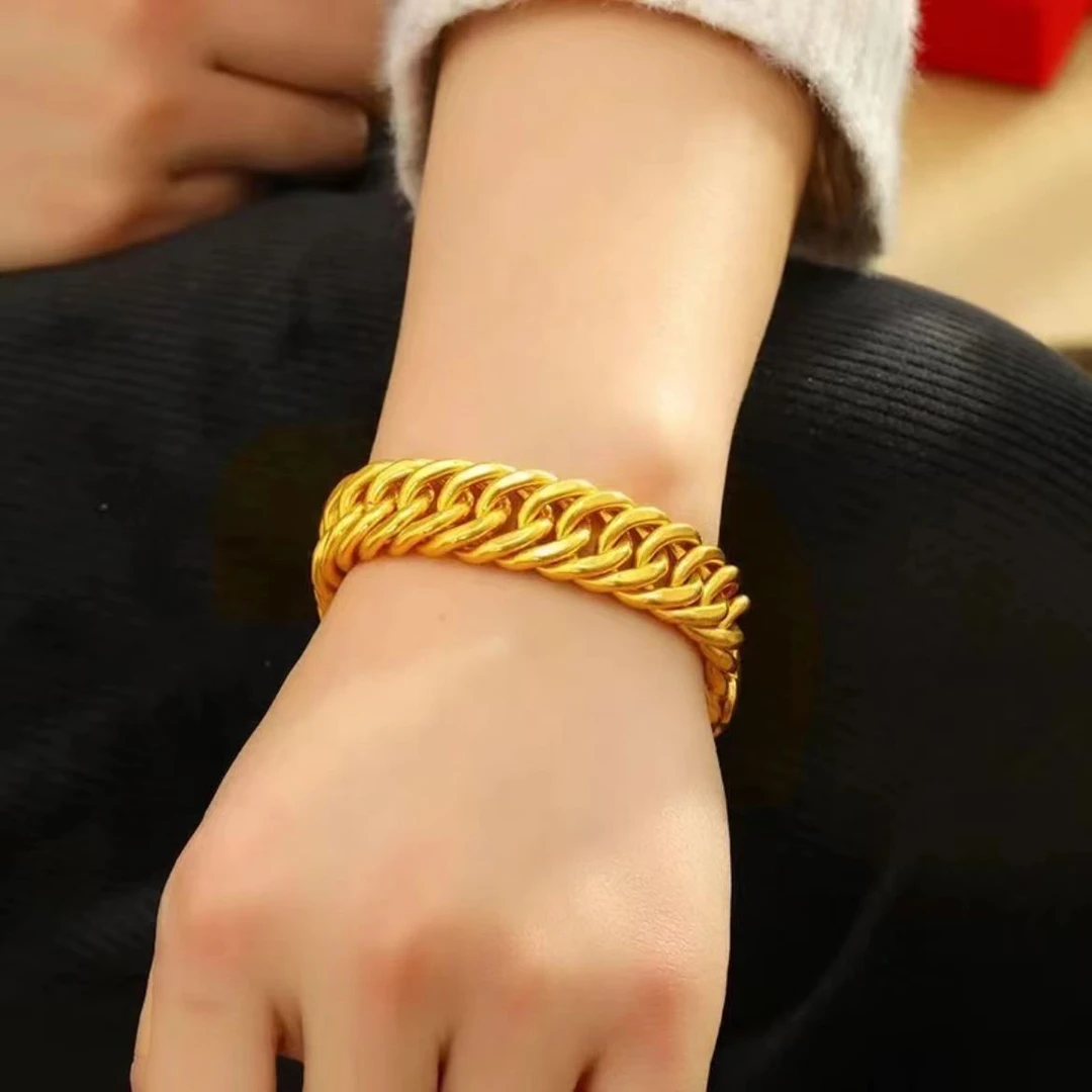 合金手链 时尚古巴老板马鞭手链金色经典百搭 FL001