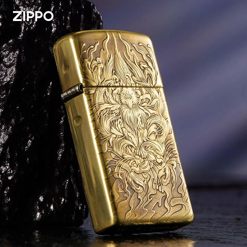 ZIPPO打火机【九尾狐窄机】官方正品正版煤油防风打火机礼物DYH1X1