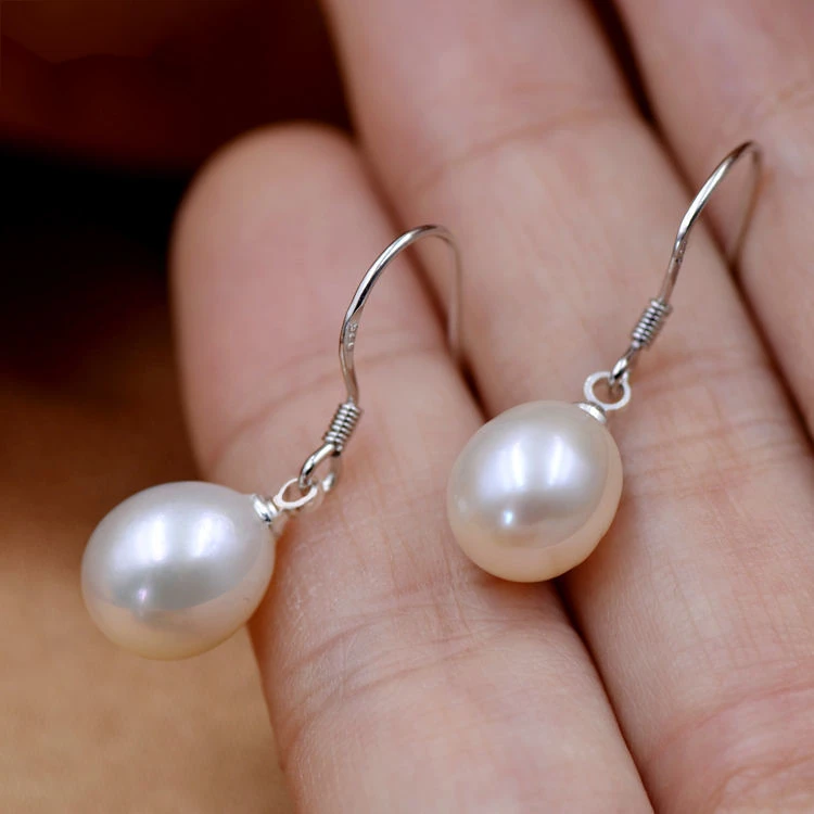 s925银天然淡水珍珠耳环防过敏耳坠短款耳饰品时尚百搭气质法式