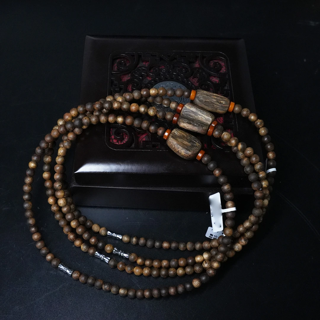 【伽伟严选】海南虫漏紫棋楠圆珠个性0.6双圈手串多样性发货发其一Z