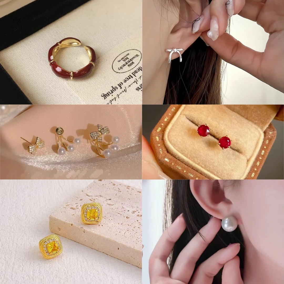 铜合金合成锆石耳饰 A217时尚网红爆款气质轻奢百搭精致耳饰简约