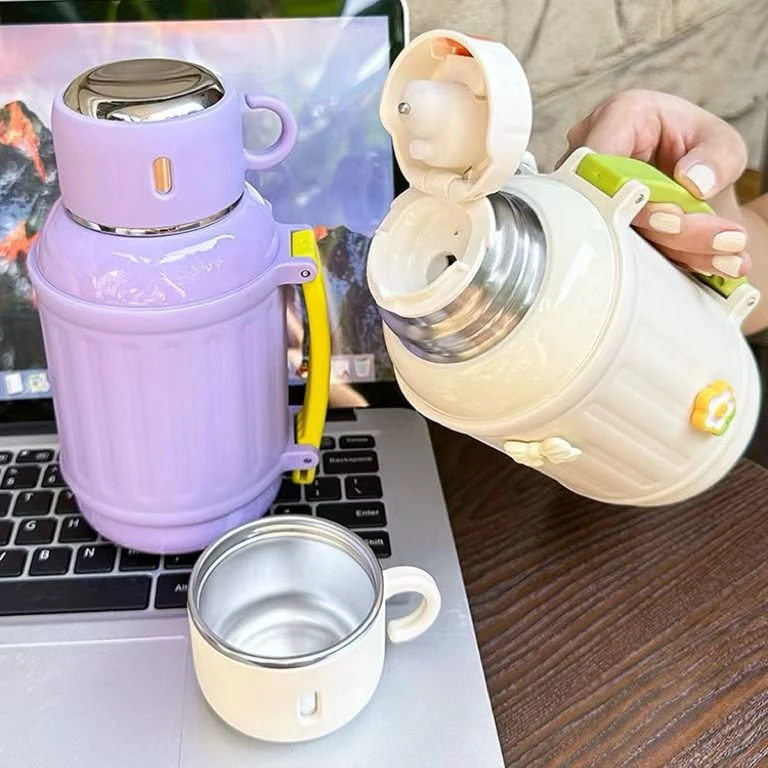 新款高颜值316不锈钢宝妈壶 女生大容量水壶简约实用茶水分离水杯