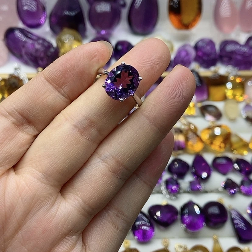 【闪购商品】水晶戒指银S925镶嵌清*?