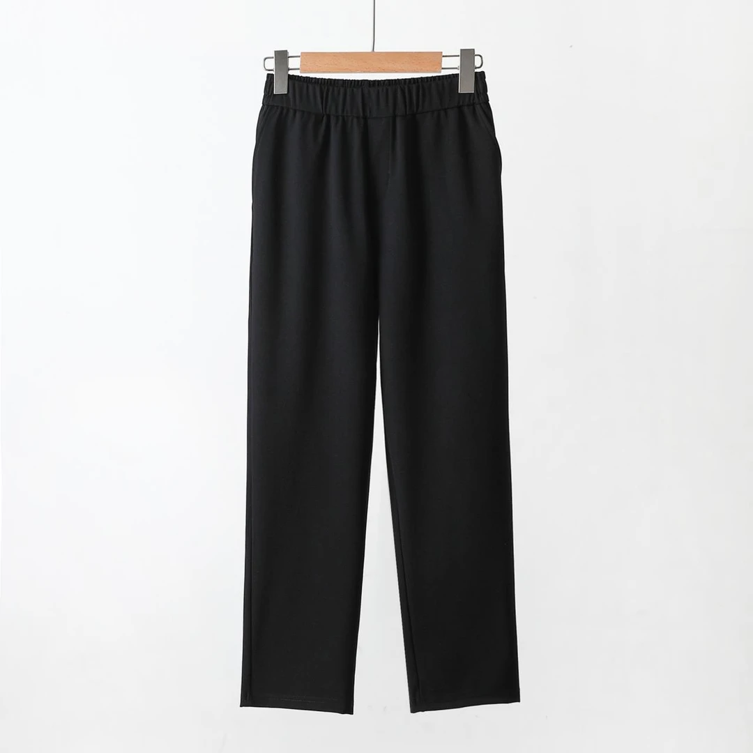 「极简主义」显瘦直筒裤春夏新款大码气质通勤镰刀西装裤-P025