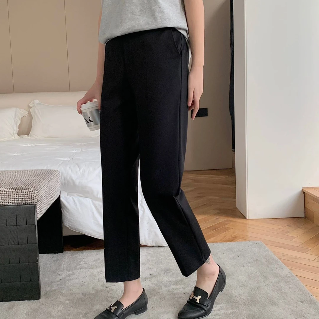 简约罗马面料气质显瘦百搭休闲高腰万能小西裤-P2508