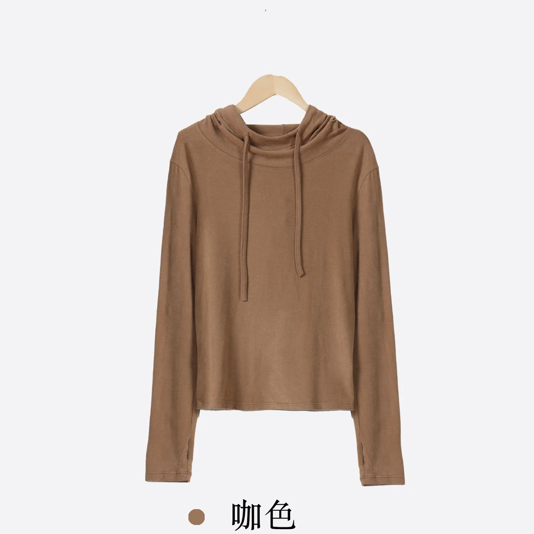 [德绒百搭帽衫]2024秋季新款减龄宽松显瘦纯色早秋长袖卫衣-P5309