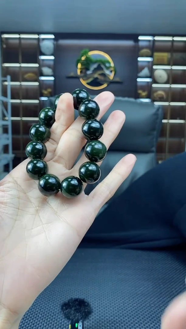 【闪购商品】和田玉手饰未镶嵌墨碧手串卡18（多样性发）