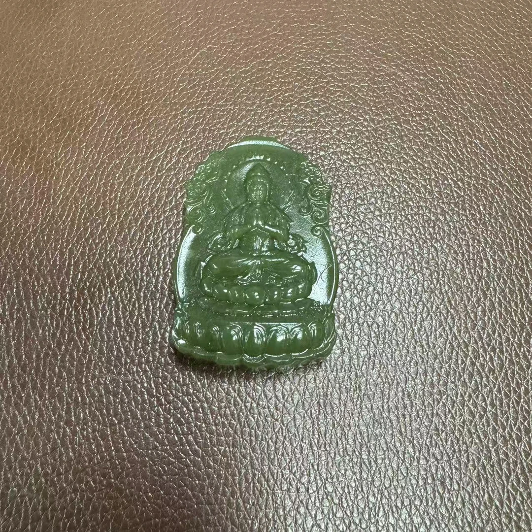 天然和田玉老料精雕观音玉牌吊坠油润细腻10.27清货2