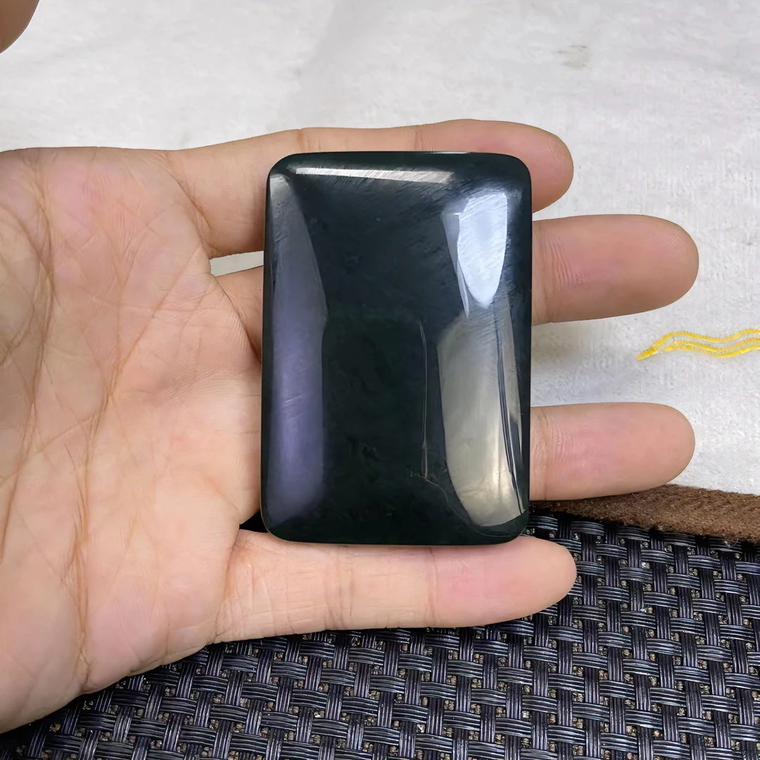 纯天然新疆和田玉塔青平安无事牌镜面吊坠男士玉佩牛毛纹青玉方牌