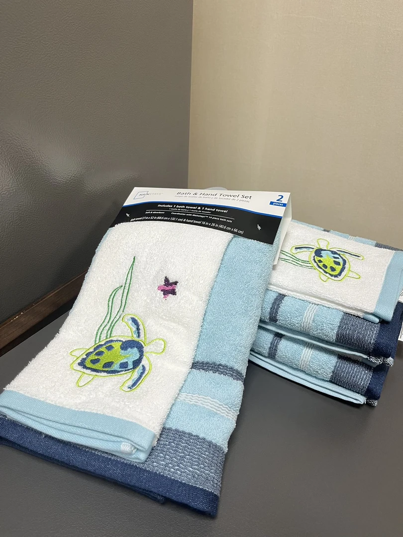 品牌尾单海底小乌龟毛巾+浴巾套装
