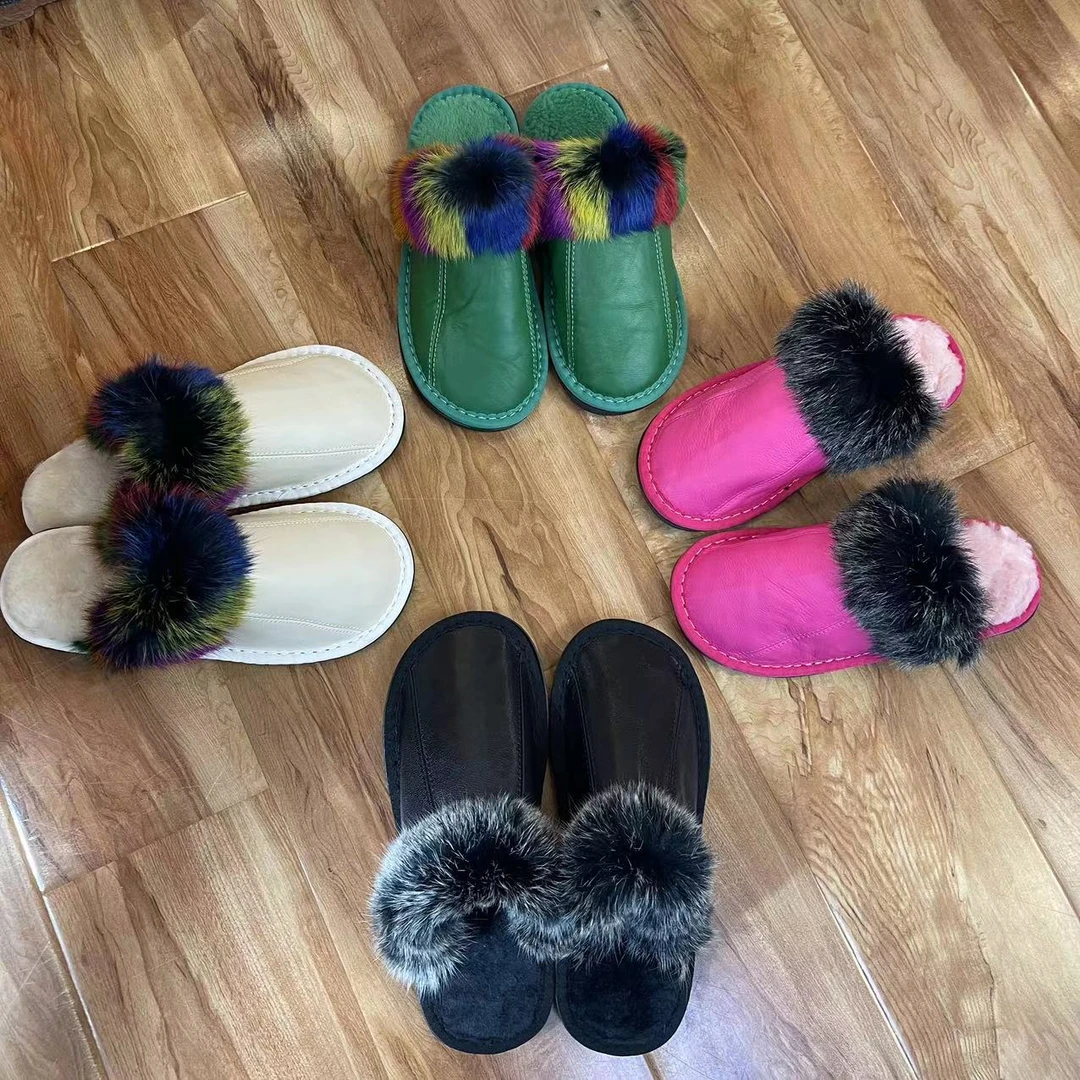 尾单新款皮毛一体家居包头拖鞋（女款）