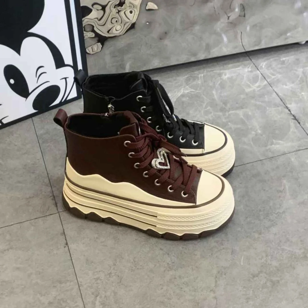 322-6高帮女鞋厚底增高休闲鞋侧拉链百搭棉鞋