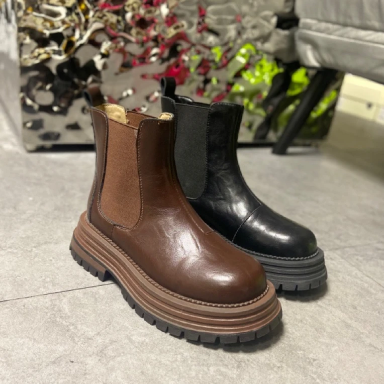 女鞋88889切尔西马丁靴加绒二棉鞋