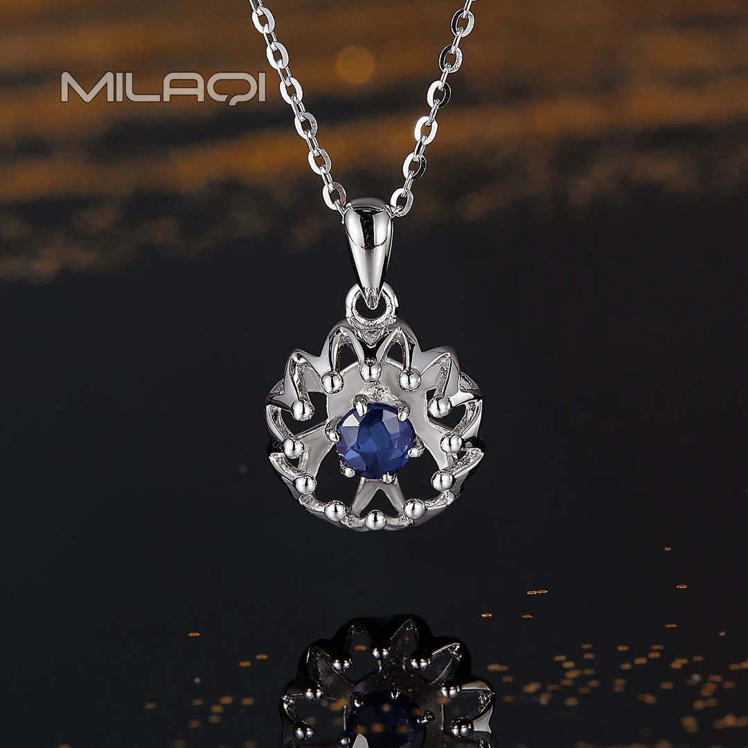 米拉奇 蓝宝石银镶项链时尚百搭项链 S355