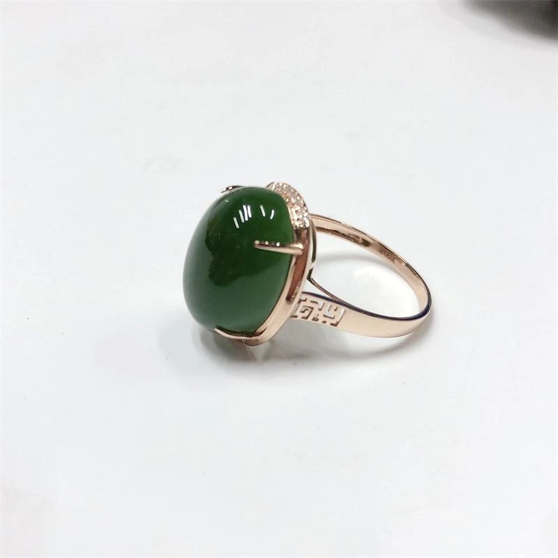 米拉奇 和田碧玉18K菠菜绿戒指 2160