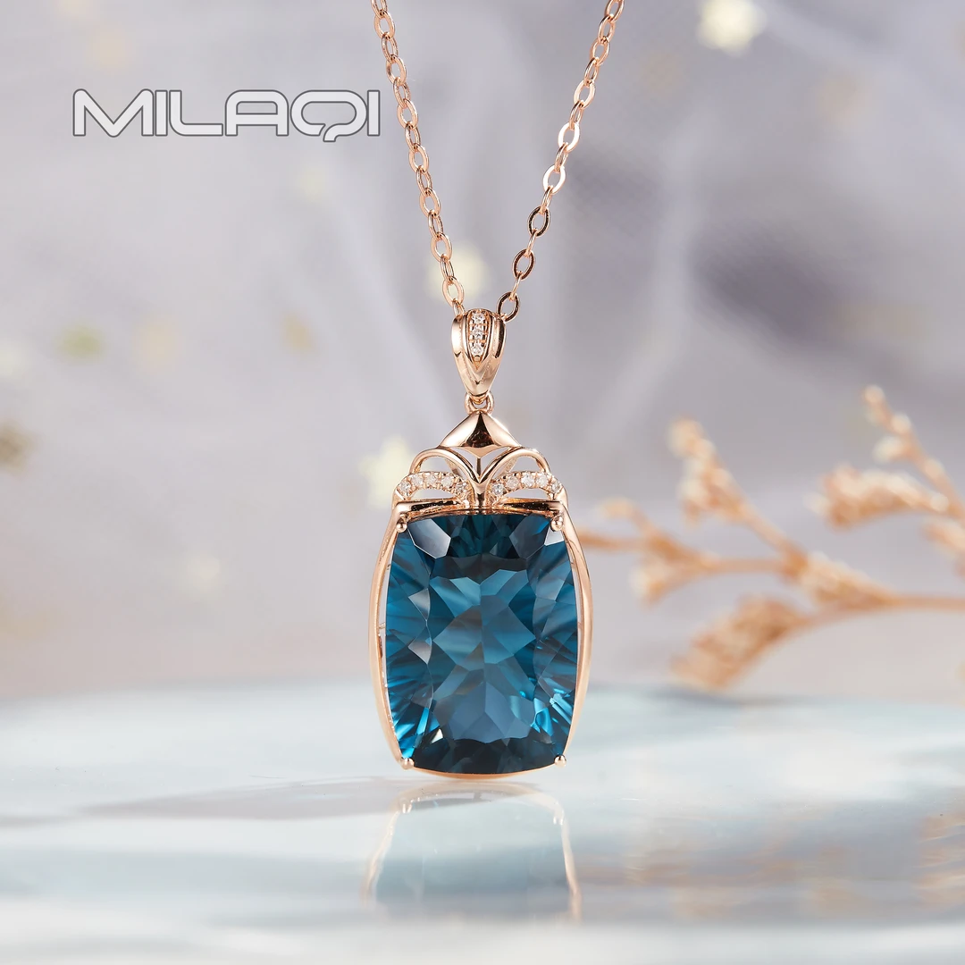 米拉奇 天然托帕石18k金吊坠2828