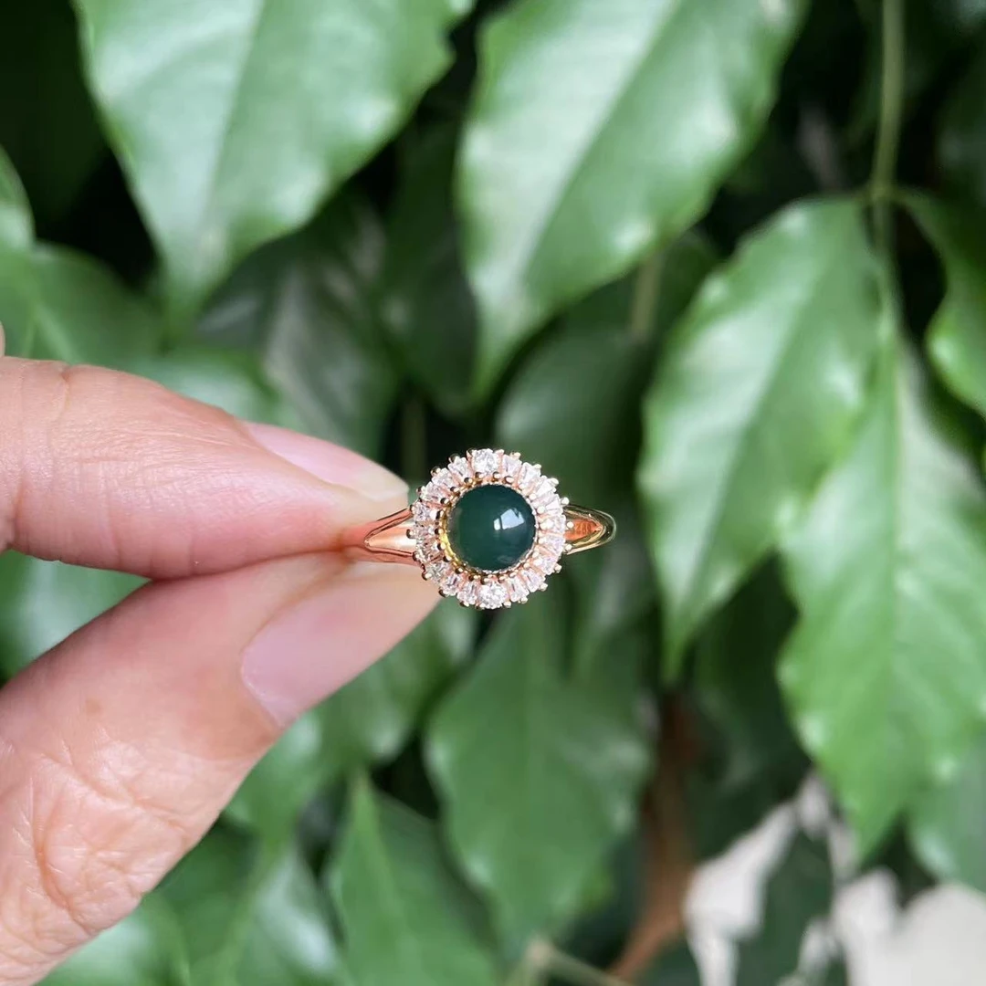 米拉奇 天然蓝珀925银镶戒指2073-06 不带证书