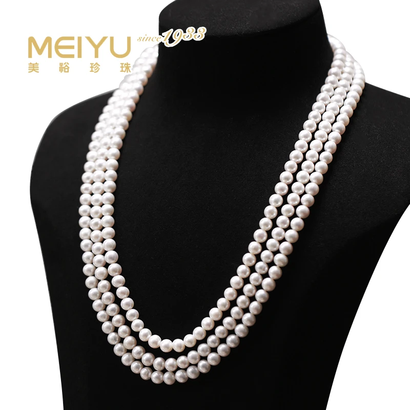 淡水珍珠6-7mm毛衣链长款项链白色百搭珍珠长链经典珠串107758