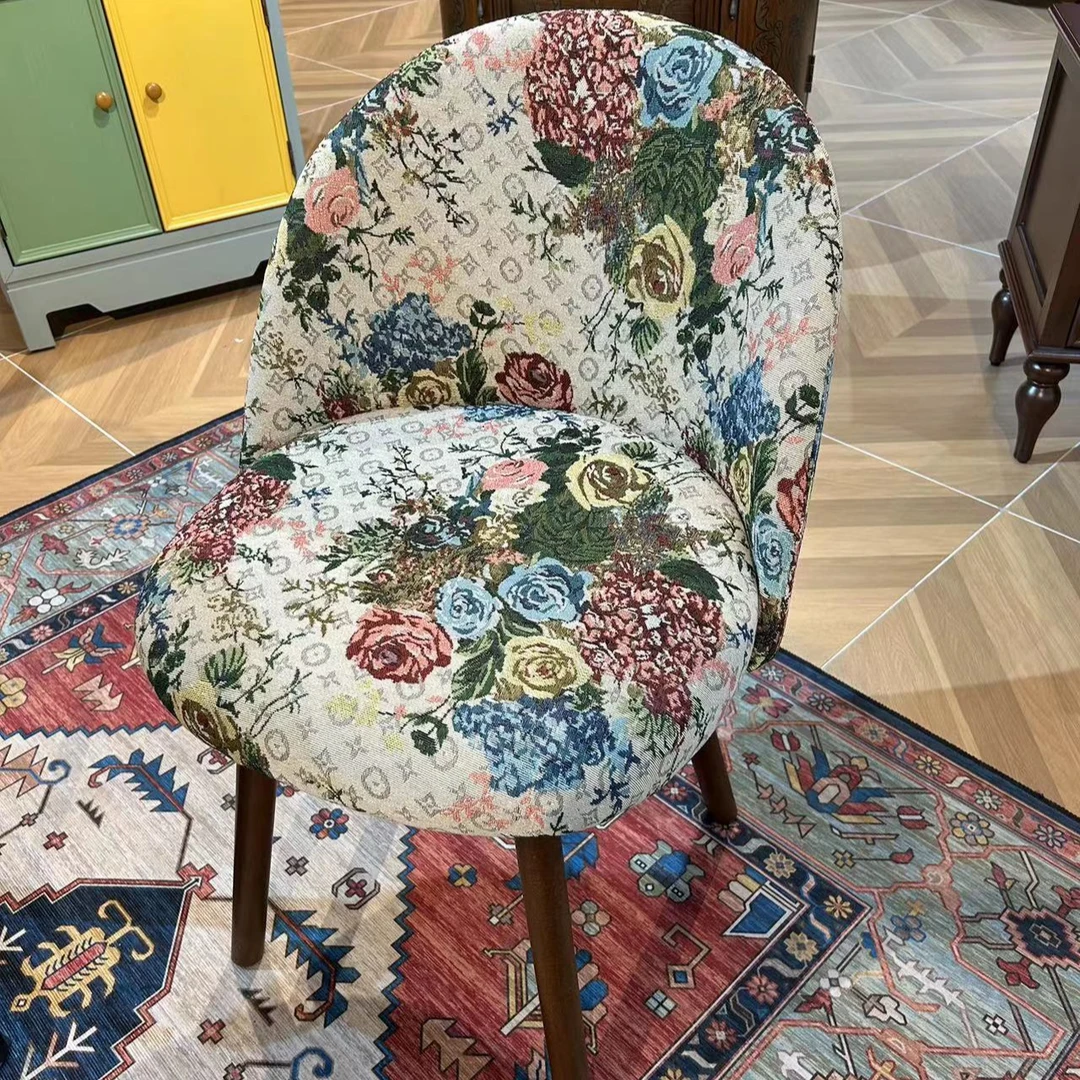 坐高45 直径51 背高75美式布艺客厅沙发民宿卧室单人座休闲小沙发