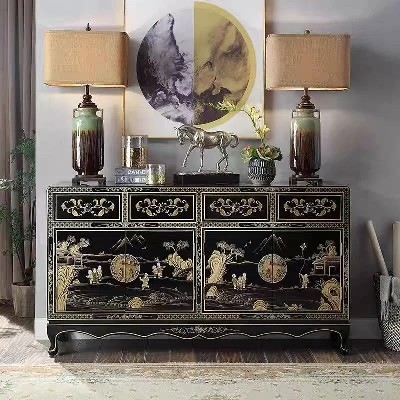 160*40*90 新中式玄关柜隔断装饰柜现代中式客厅边柜入户餐边柜