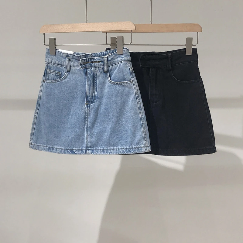 全球好物丨小个子2025夏季新款高腰显瘦口袋A字牛仔包臀半身短裙