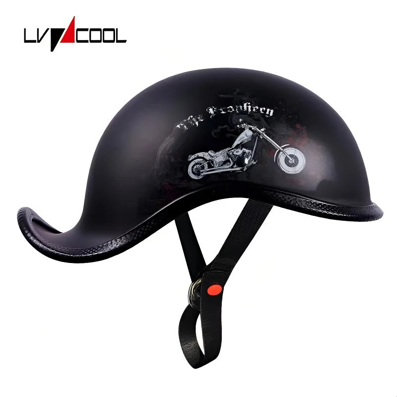 瓢盔男款头盔复古摩托车头盔复古半盔男女士哈雷瓢盔机车翘盔面巾