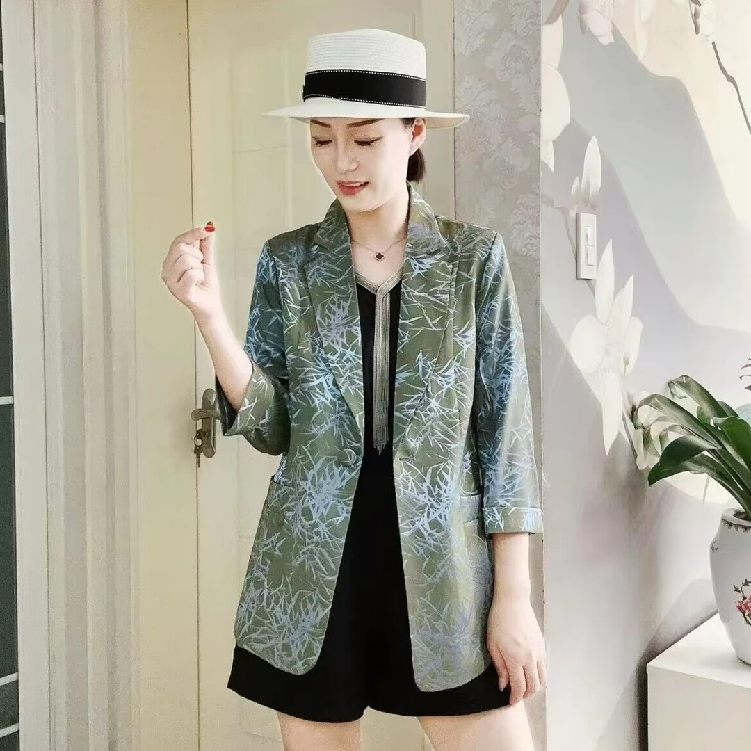 2024新款女士西装外套七分袖一粒扣高级感小西服显瘦气质百搭上衣