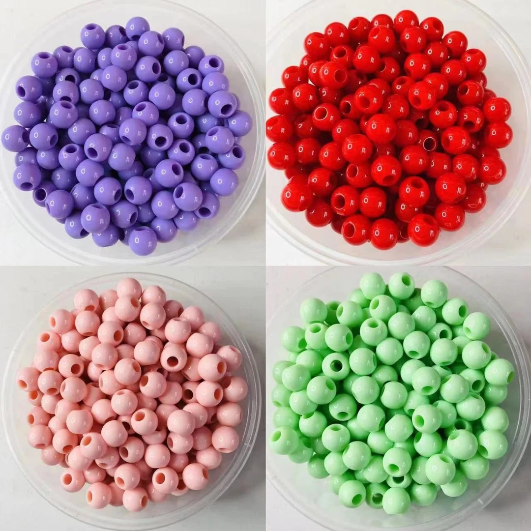 【拍300颗送100颗】11*12亚克力珠子大孔圆珠儿童DIY手工串珠材料