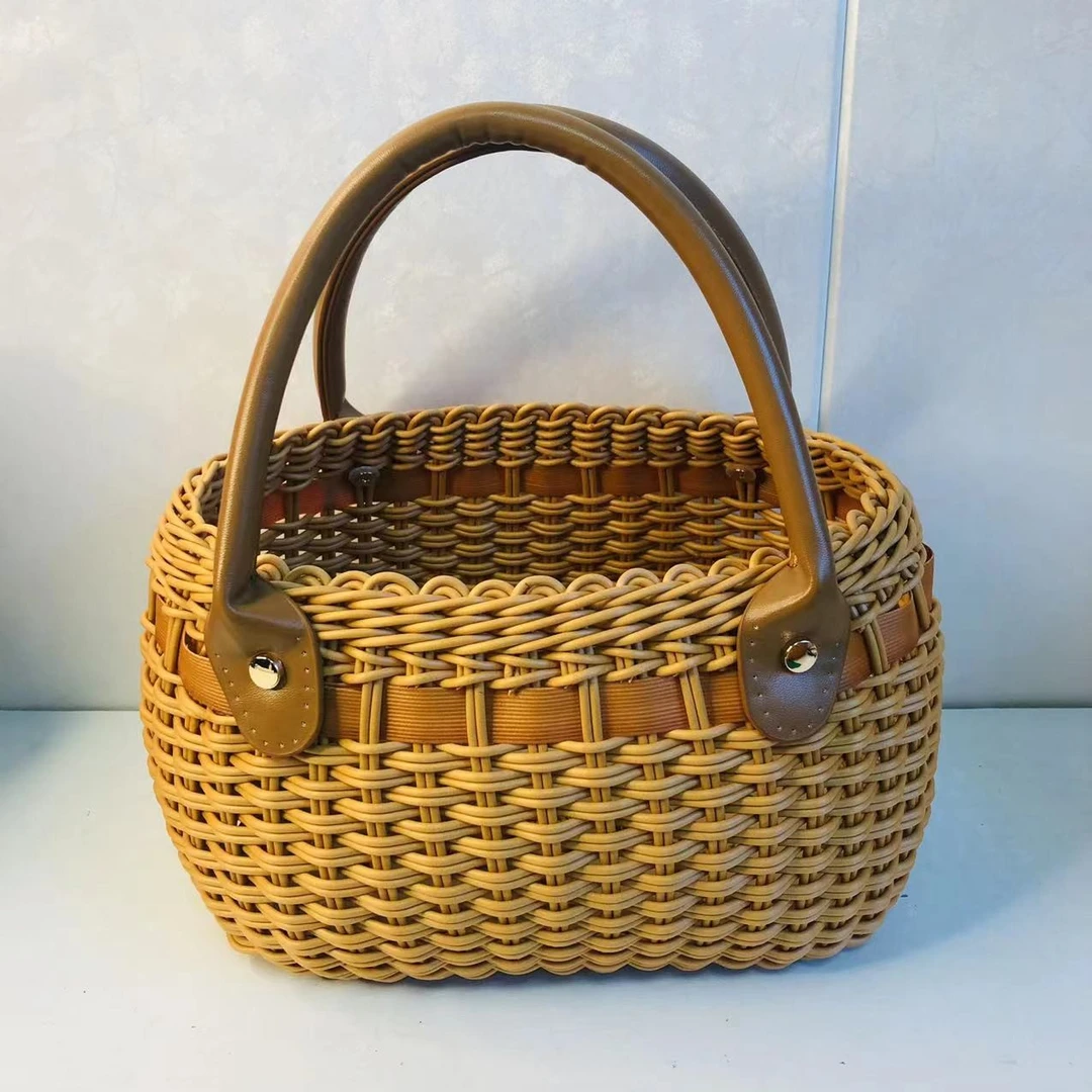 创意可爱实用美观家用纯手工藤条编织龟背纹多功能收纳筐