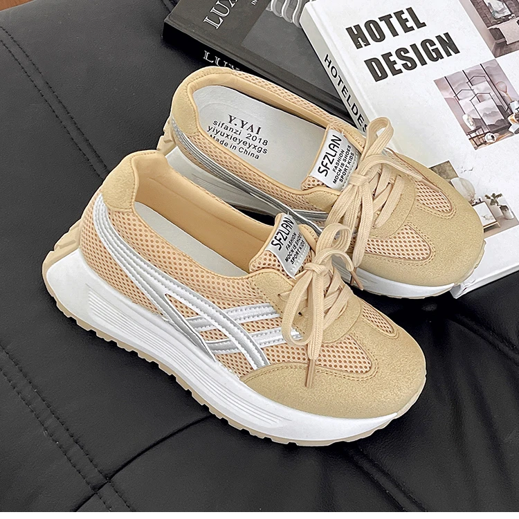 增高2024秋季新款复古软底运动夏季气质休闲鞋网鞋女士鞋旅游鞋