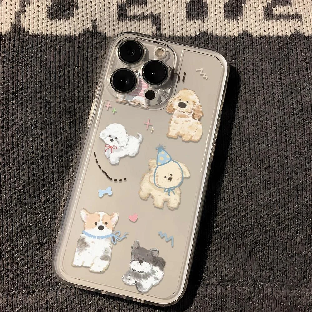 满屏小狗苹果oppo小米vivo华为iPhone15手机壳14promax太空软13