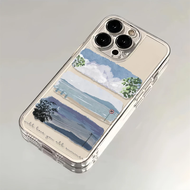 夏天油画适用苹果华为iPhone15/14promax/13/12创意手机壳太空软