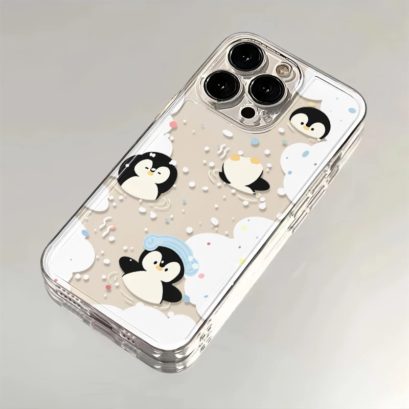 温泉企鹅苹果小米华为iPhone15手机壳14promax太空软壳13/12/11