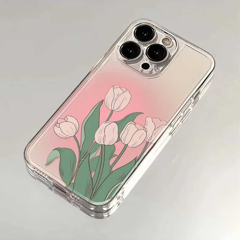 粉色郁金香苹果小米华为iPhone15手机壳14promax太空软壳13/12/11