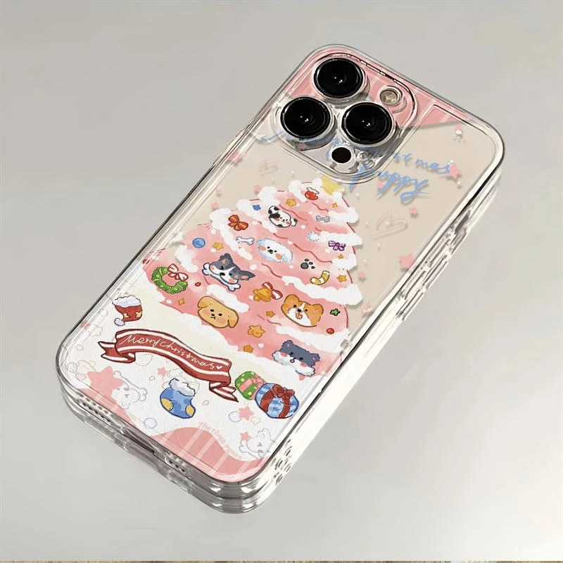 粉色小狗圣诞树苹果小米华为iPhone15/14promax手机壳13太空12软