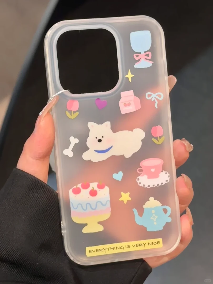 卡通磨砂狗狗适用iPhone15/14/13promax手机壳11/12软太空透明壳