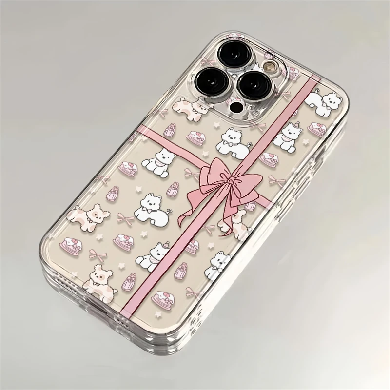 蝴蝶结小狗苹果华为iPhone15/14promax/13/12/11手机壳xs软太空壳