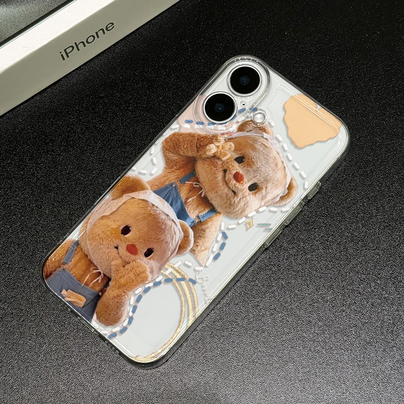 比耶黄油小熊适用苹果iPhone15/16promax华为手机壳13/12/14太空