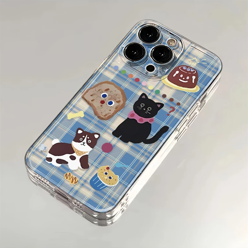 格子面包猫咪适用苹果华为iPhone15/14promax/13/12手机壳太空壳