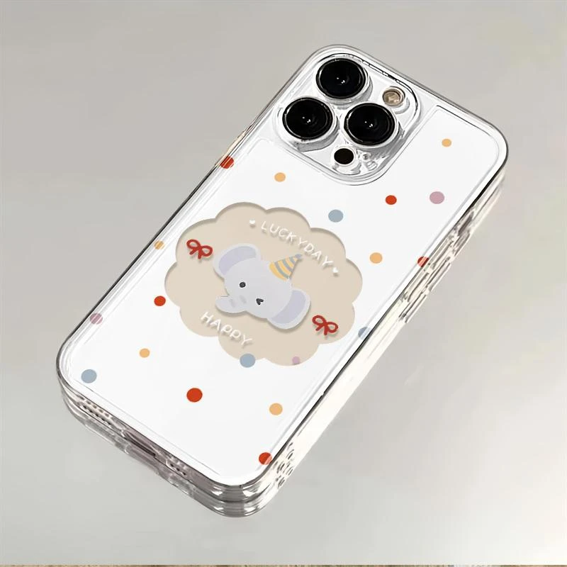 彩色波点小象苹果华为iPhone15/14promax/13/12/11手机壳软太空壳