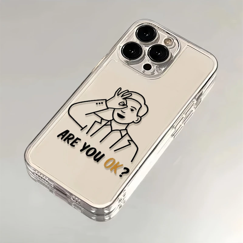 are you ok适用苹果华为iPhone15/14promax/13/12手机壳xs太空壳