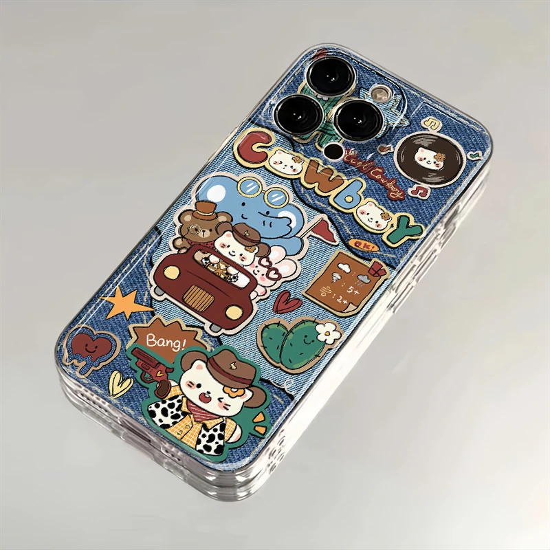 复古牛仔Kitty适用苹果华为iPhone15/14promax/13/12手机壳太空软