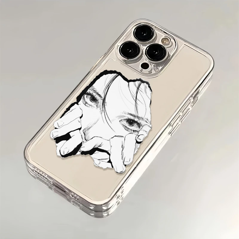 破墙素描富江适用苹果iPhone15/16promax华为手机壳13/12/14太空
