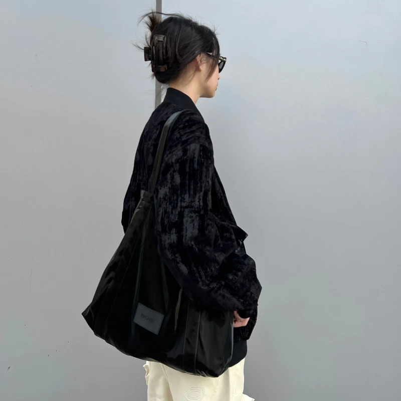 XICNIC双面托特包黑色百搭 休闲时尚春季设计感大容量通勤质感