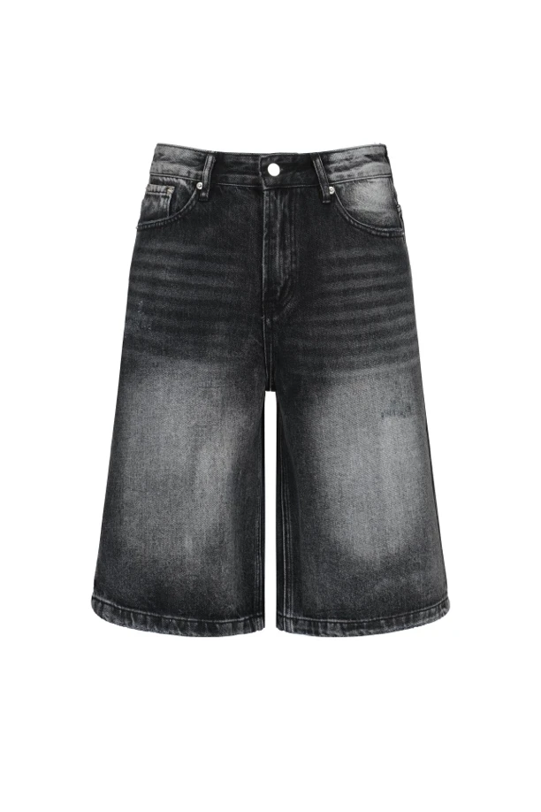 DERT 夏日通勤[冈山水洗]做旧磨坏纯棉六分牛仔短裤