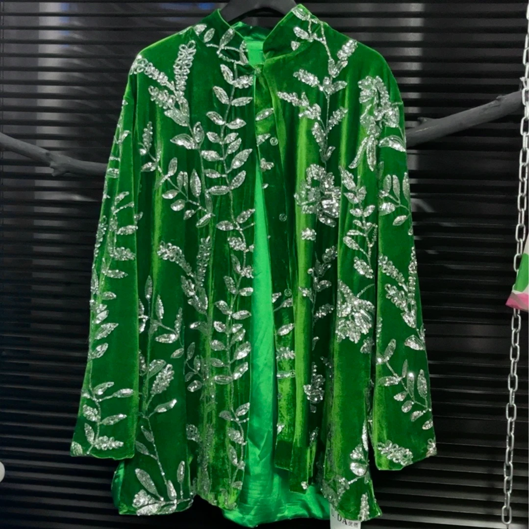 夸张家（夸张设计）时尚定制百搭气质休闲国风亮片重工外套