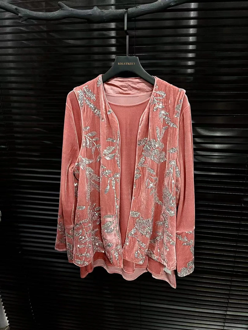 夸张家（夸张设计）时尚定制百搭气质重工丝绒亮片刺绣坎肩马夹