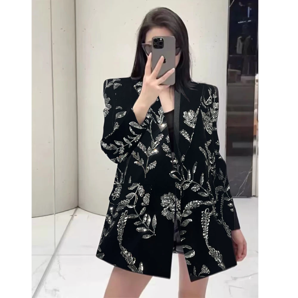 【优搭严选】时尚定制百搭网红气质潮流重工亮片西服外套