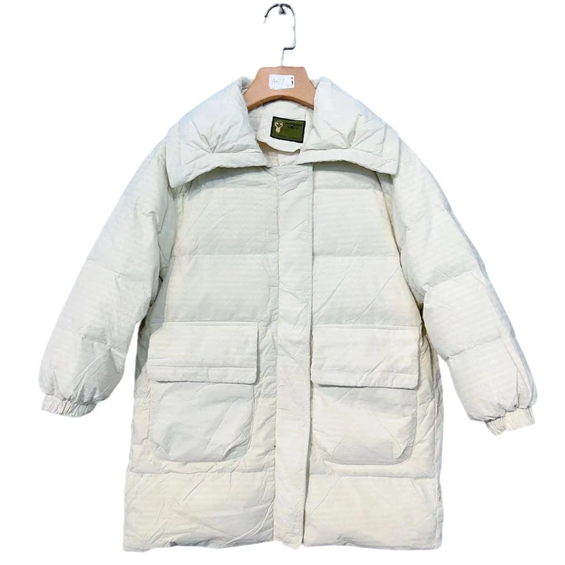 (乐宝清货）高货磨毛轻奢小菱格羽绒服加厚长款羽绒服40345