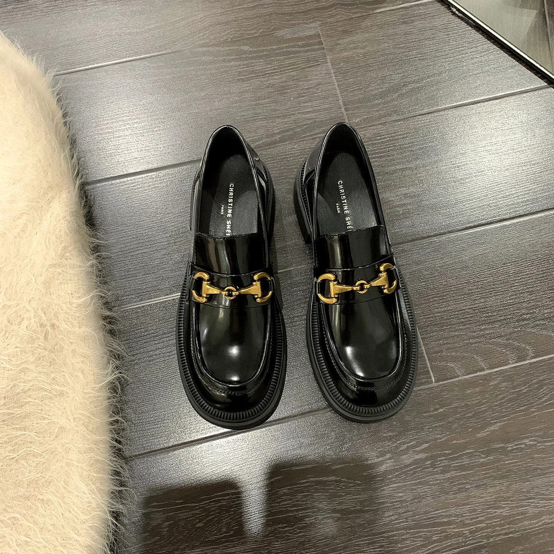 【小嫚专属】布列宫殿~马衔扣圆头厚底小皮鞋乐福鞋E23D369A秋季